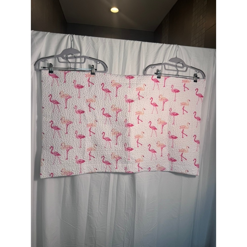 Pink Flamingo Quilted Shams Tropical Coastal Decor‎
